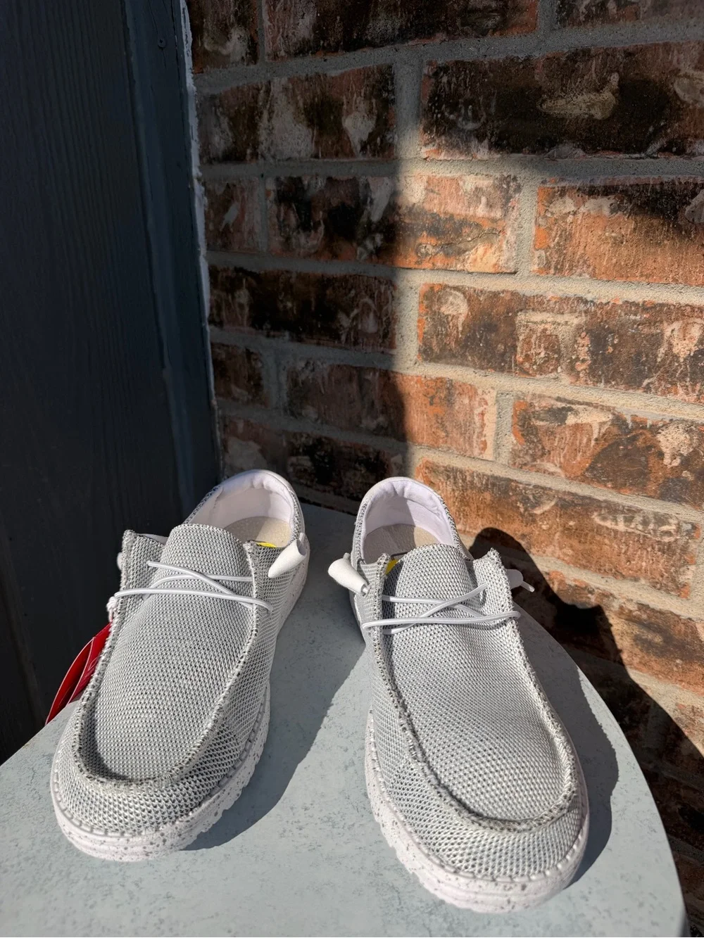 Hey Dude Light Gray Knit Slip-On Loafers